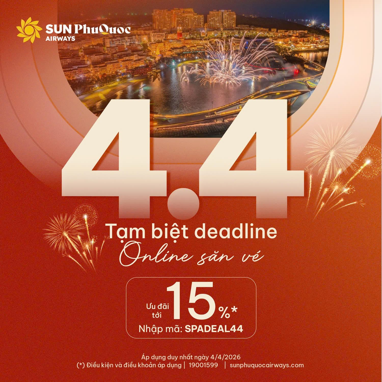 Ưu đãi ngày đôi 4/4 của Sun PhuQuoc Airways với mã SPADEAL44